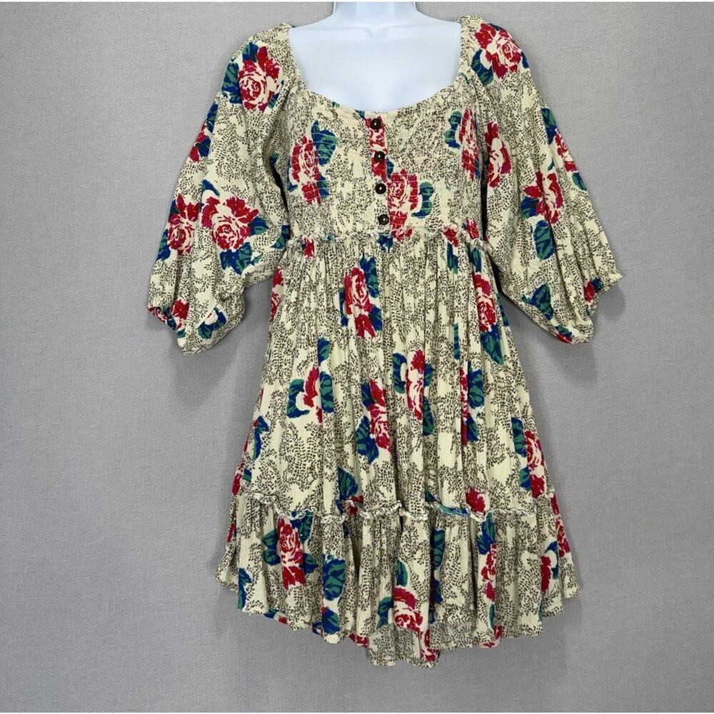 Free People Endless Summer Picnic Miniβ Dress Womens Large Cream Floral Babydoll